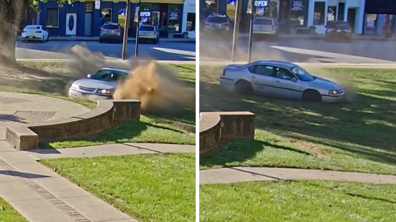 Watch: Drunk driver does donuts on courthouse lawn before arrest