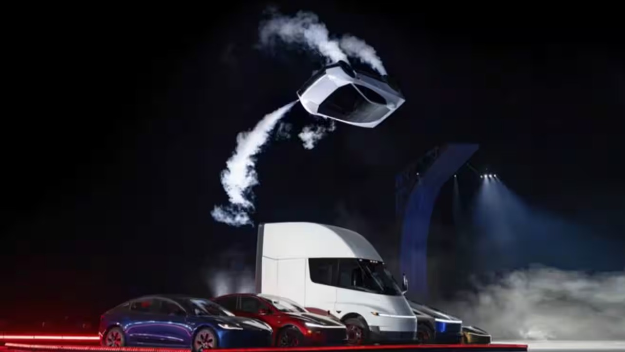 Watch: Tesla unveils ‘flying’ sports car with rocket boosters