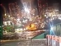 Moment huge giant oil rig sinks into the ocean as search for survivors ...