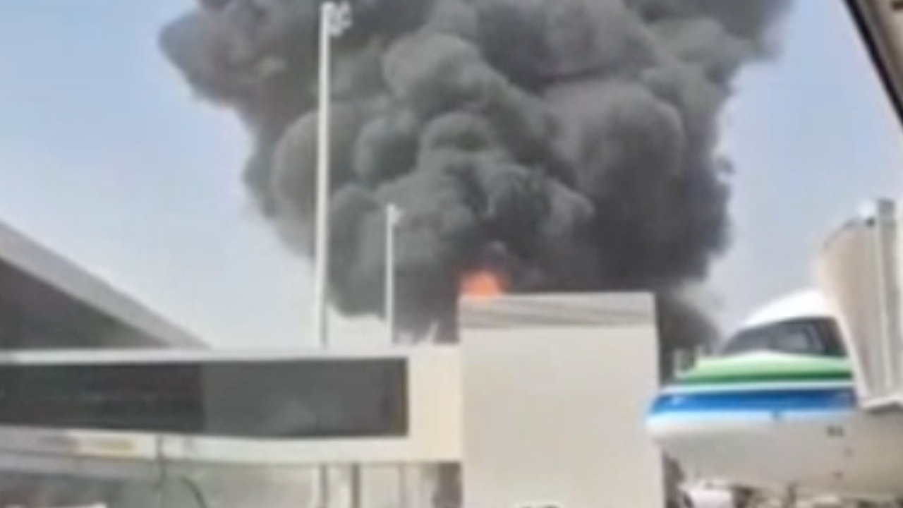 Smoke rises from Riyadh's King Khalid Airport as Houthis claim attack