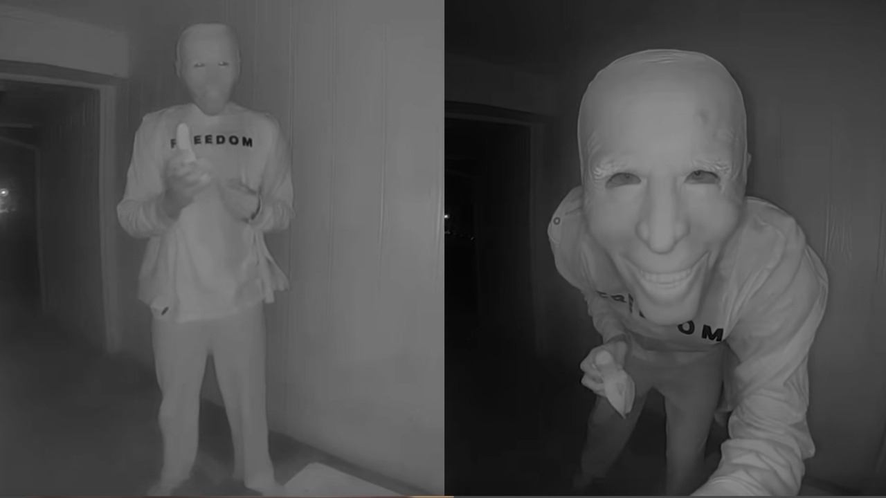 Person in Biden mask spotted eating a banana on family’s doorbell cam