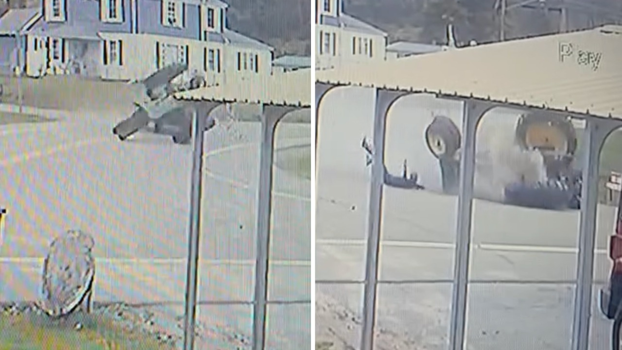Horrifying moment out-of-control hayride flips leaving a dozen injured