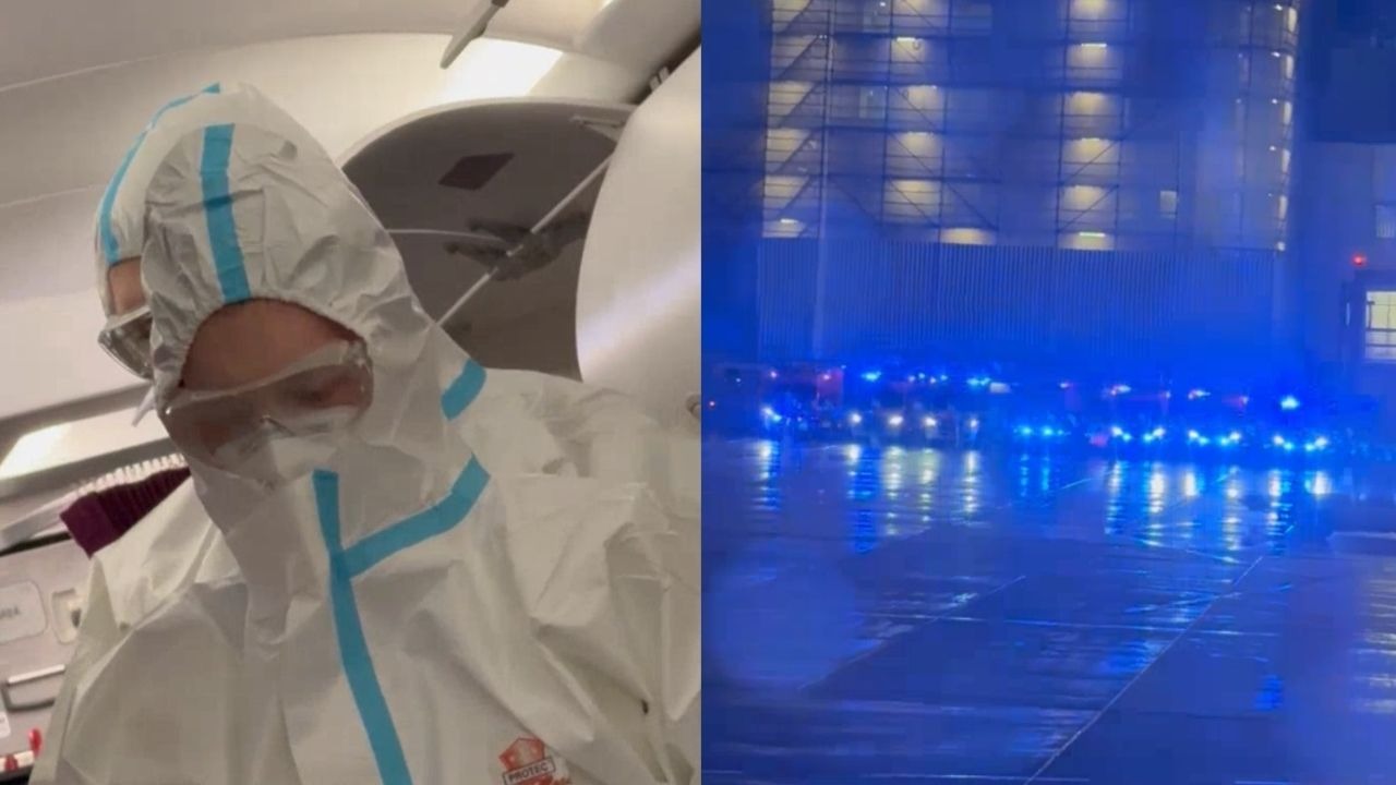 Medics in hazmat suits board plane amid ‘Norovirus outbreak’