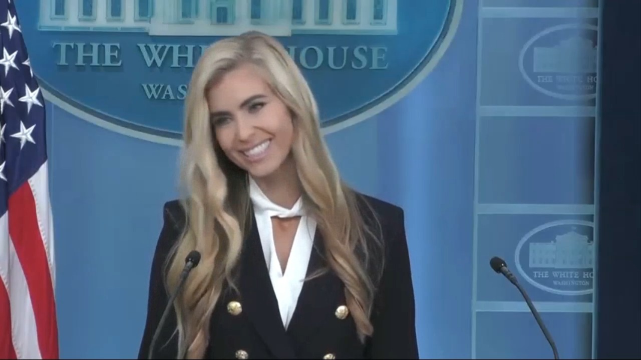 New White House Press Secretary Katie Zacharia struggles at first briefing.mp4