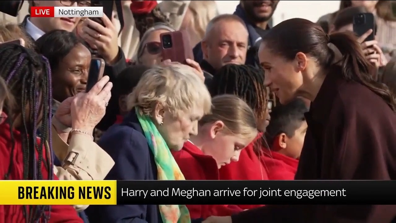 Prince Harry and Meghan greet fans in Nottingham as they arrive for their first engagement since returning to UK